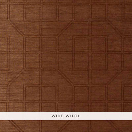 Schumacher Linyi Embroidered Fret Sisal Chestnut Wallpaper