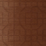 Schumacher Linyi Embroidered Fret Sisal Chestnut Wallpaper