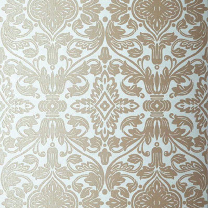 Schumacher Varenna Damask Robin'S Egg Wallpaper