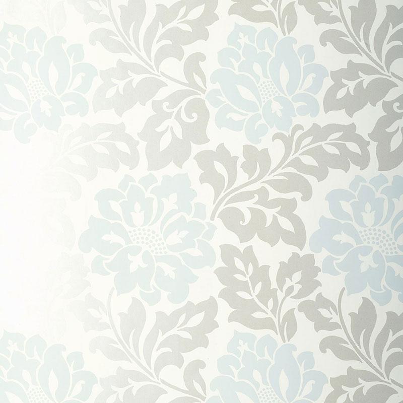 Schumacher Saraceno Damask Aquamarine Wallpaper
