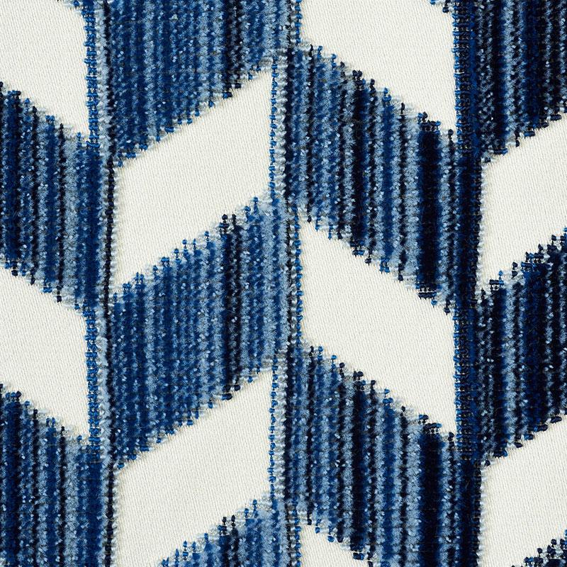Schumacher Chevron Stri Velvet Lapis Fabric