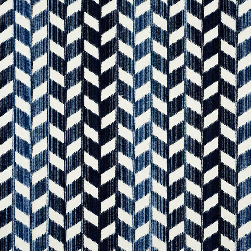 Schumacher Chevron Stri Velvet Lapis Fabric