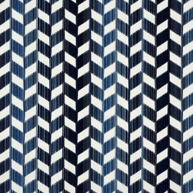 Schumacher Chevron Stri Velvet Lapis Fabric
