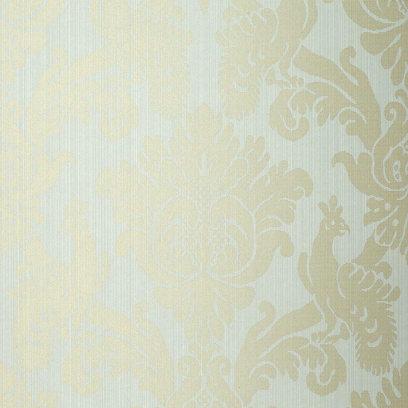 Schumacher Valette Strie Damask Robin'S Egg Wallpaper