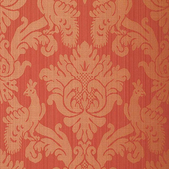 Schumacher Valette Strie Damask Garnet Wallpaper