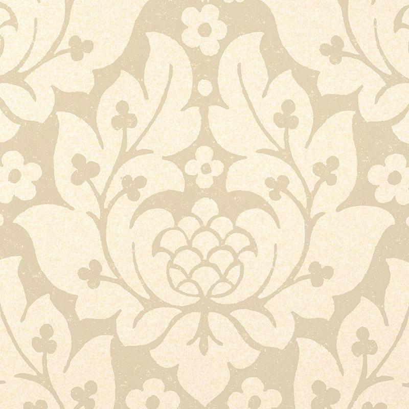 Schumacher Fiore Damask Linen Wallpaper