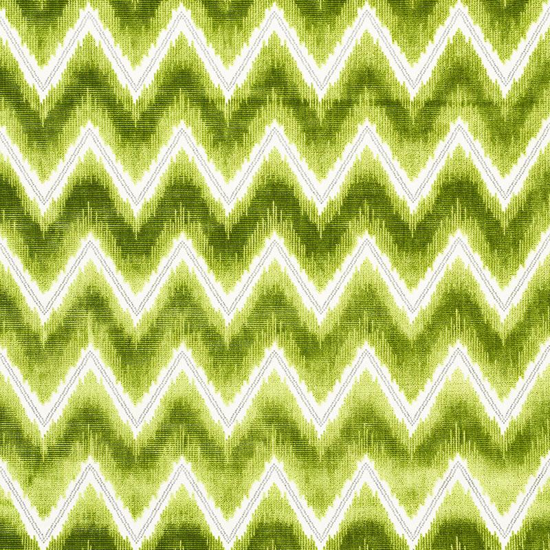 Schumacher Chevron Velvet Leaf Fabric