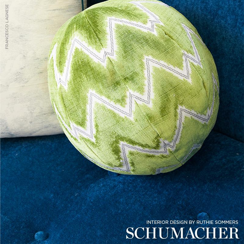 Schumacher Chevron Velvet Leaf Fabric