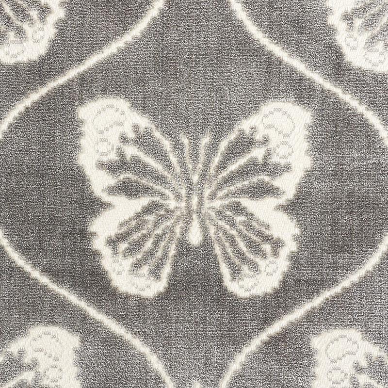 Schumacher Papillon Velvet Pewter Fabric