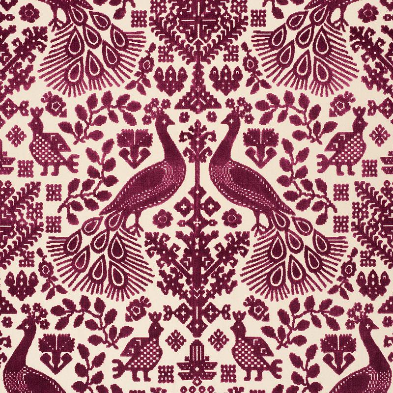 Schumacher Pavone Velvet Garnet Fabric