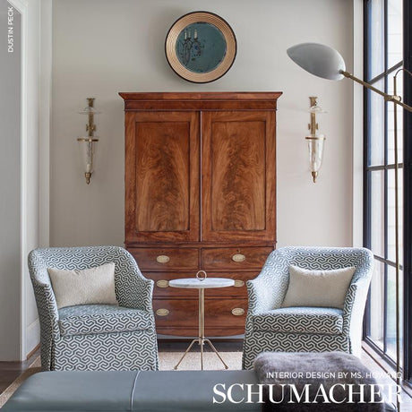 Schumacher Ming Fret Velvet Mineral Fabric