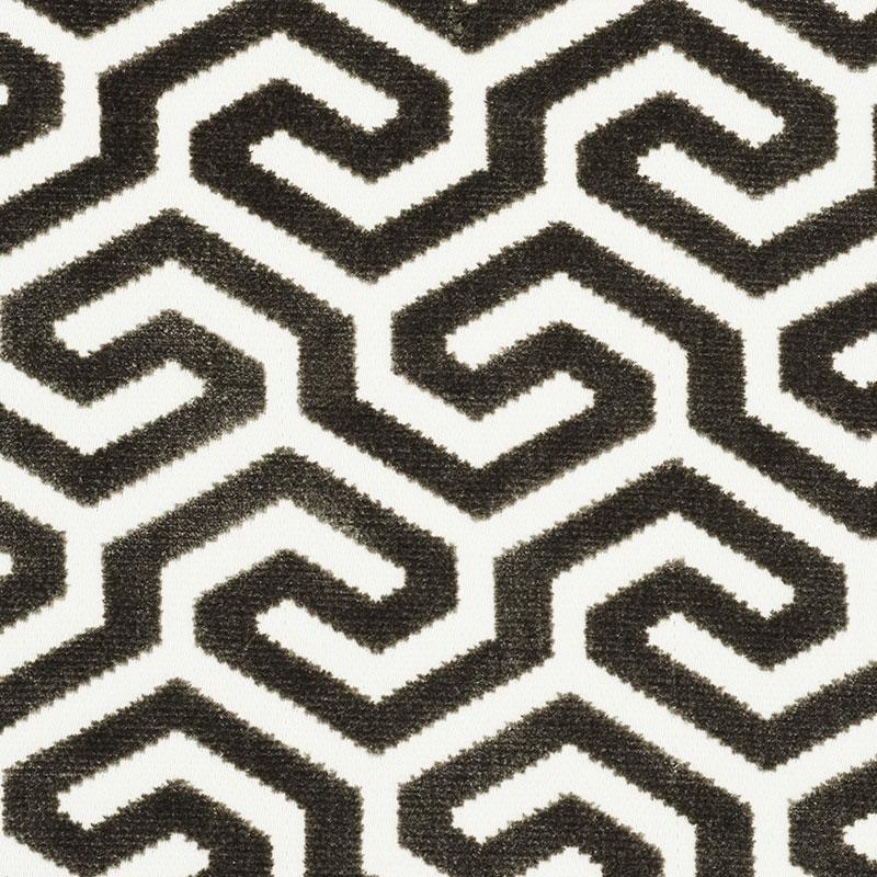 Schumacher Ming Fret Velvet Taupe Fabric