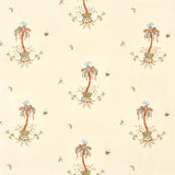 Schumacher Royal Poinciana Hand Embroidery Multi On Creme Fabric