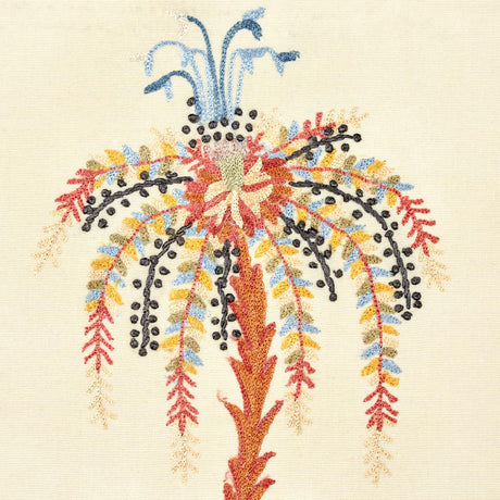 Schumacher Royal Poinciana Hand Embroidery Multi On Creme Fabric