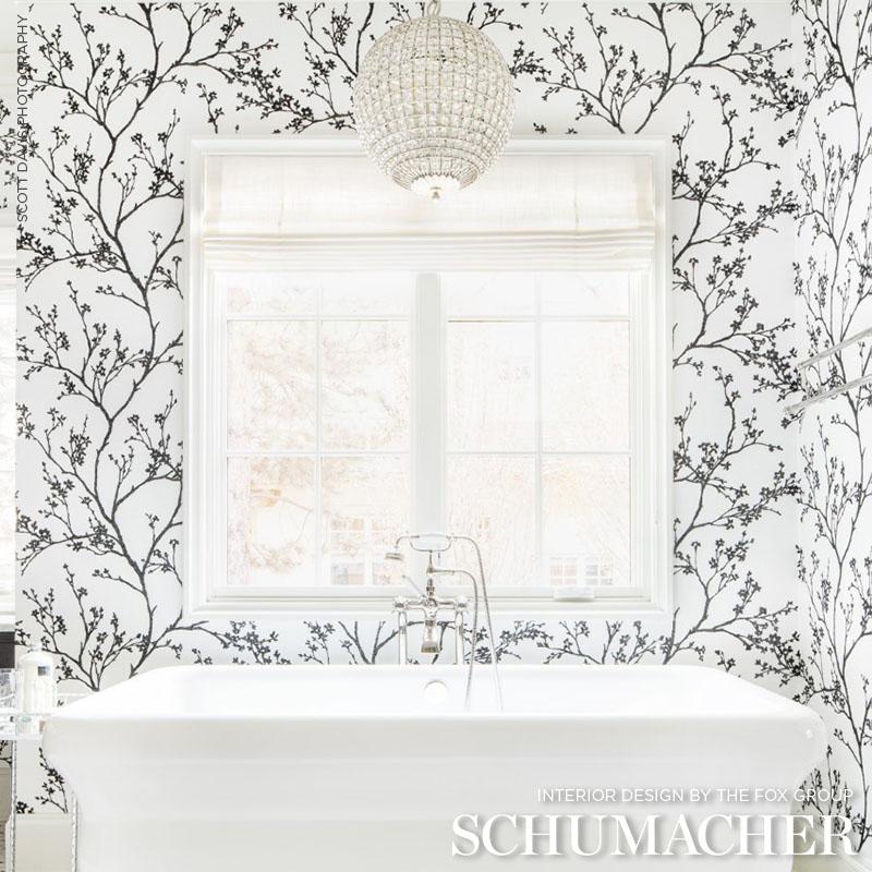 Schumacher Twiggy Paperweave Black Wallpaper