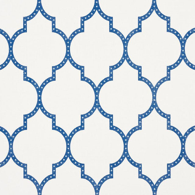Schumacher Algiers Paperweave Blue Wallpaper