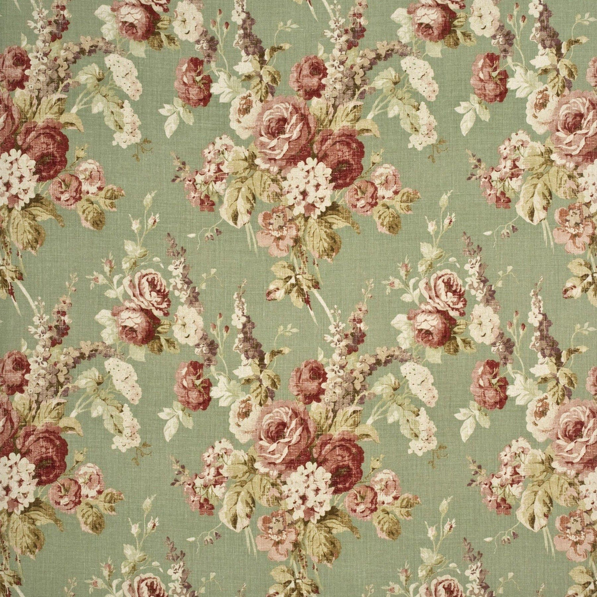 Mulberry VINTAGE FLORAL CORAL/SAGE Fabric
