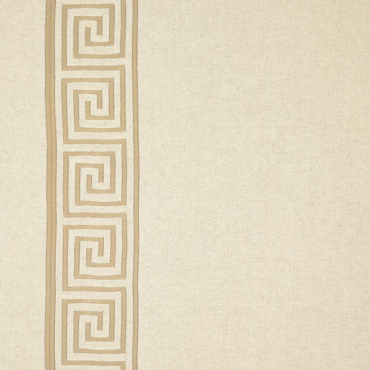 Schumacher Greek Key Embroidery Pebble And Taupe Fabric