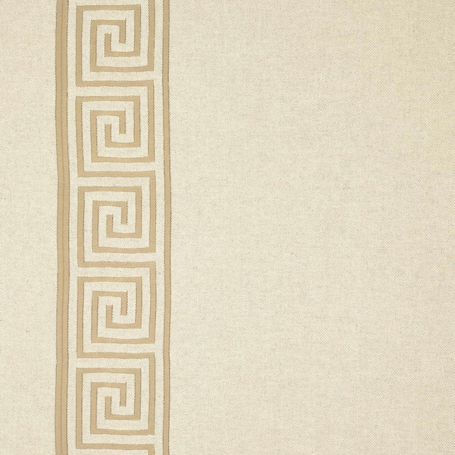 Schumacher Greek Key Embroidery Pebble And Taupe Fabric