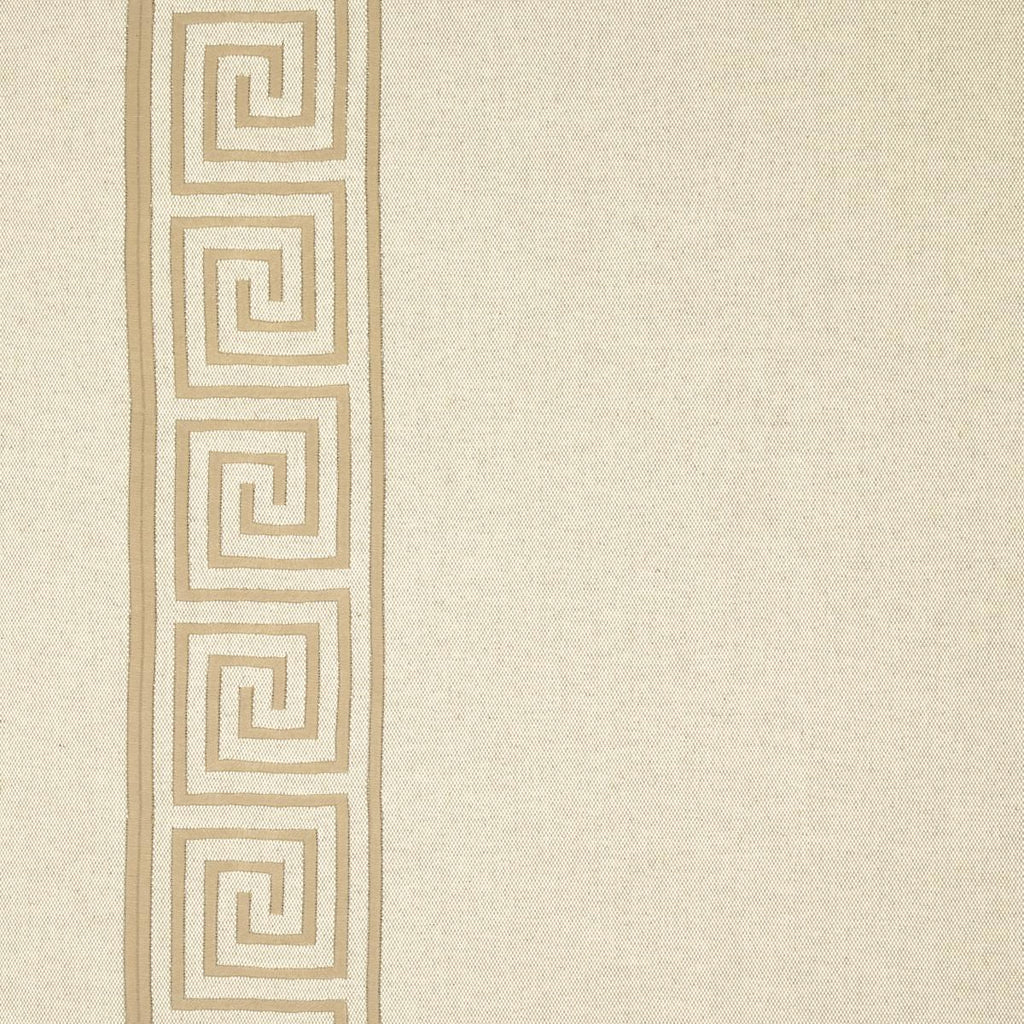 Schumacher Greek Key Embroidery Pebble And Taupe Fabric