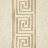 Schumacher Greek Key Embroidery Pebble And Taupe Fabric