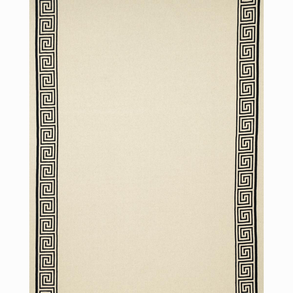 Schumacher Greek Key Embroidery Pebble And Black Fabric
