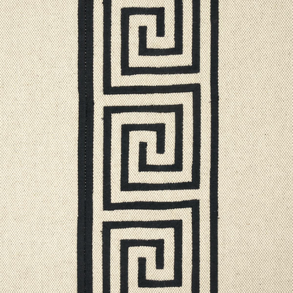 Schumacher Greek Key Embroidery Pebble And Black Fabric