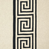 Schumacher Greek Key Embroidery Pebble And Black Fabric