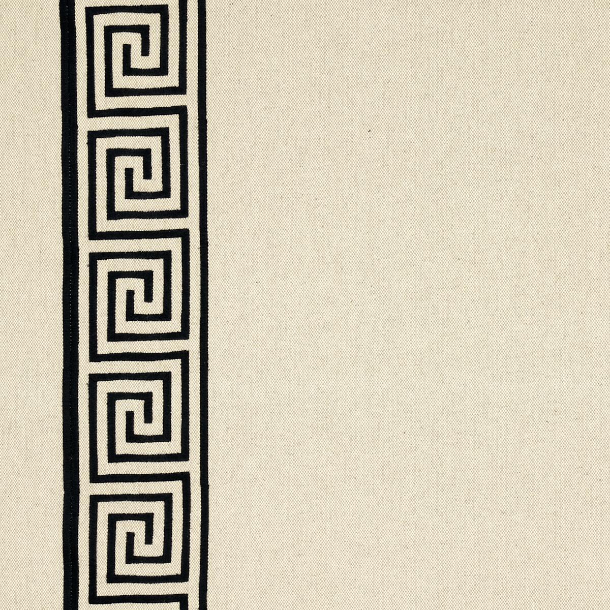 Schumacher Greek Key Embroidery Pebble And Black Fabric