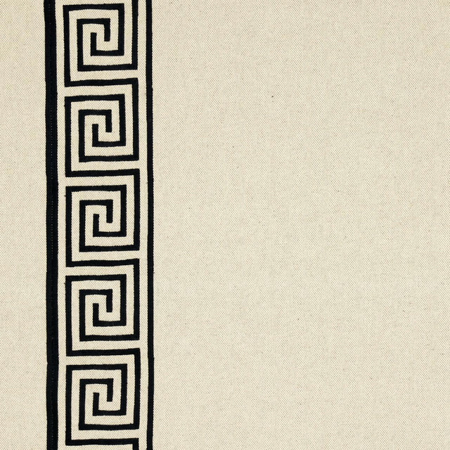 Schumacher Greek Key Embroidery Pebble And Black Fabric