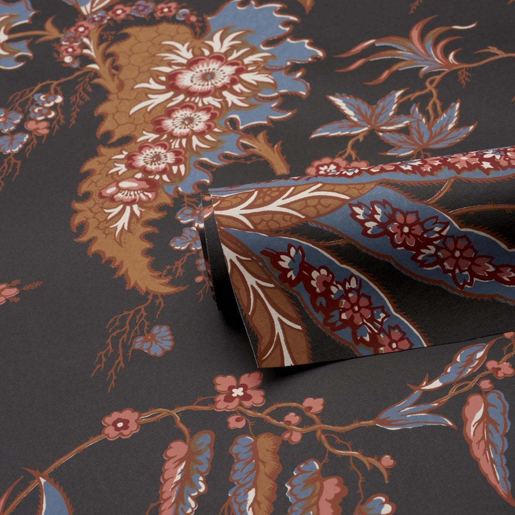 Schumacher Apolline Botanical Rouge & Noir Wallpaper