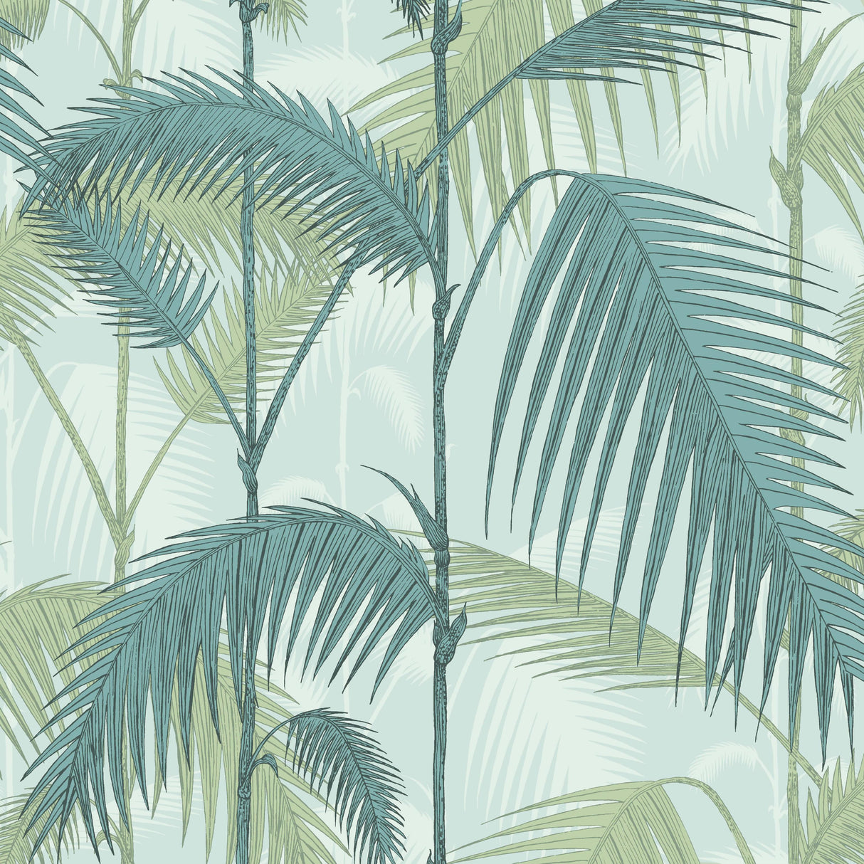 Cole & Son PALM JUNGLE PRINT ROOM BLUE/MINT Wallpaper