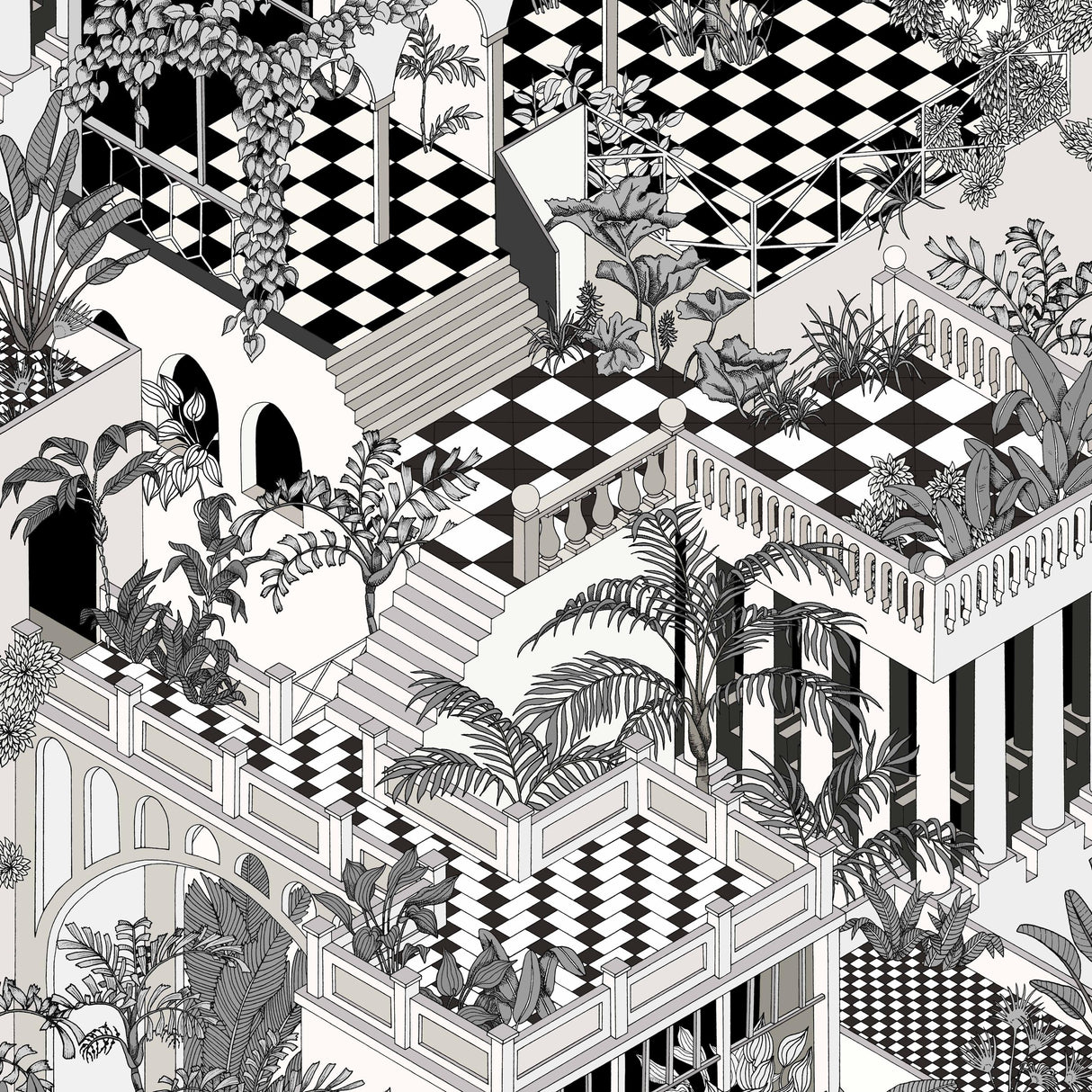 Cole & Son MIAMI BLACK/WHITE Wallpaper