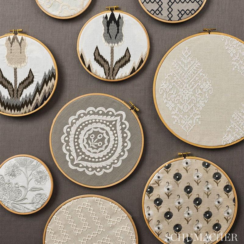 Schumacher Calliope Embroidery Ivory Fabric