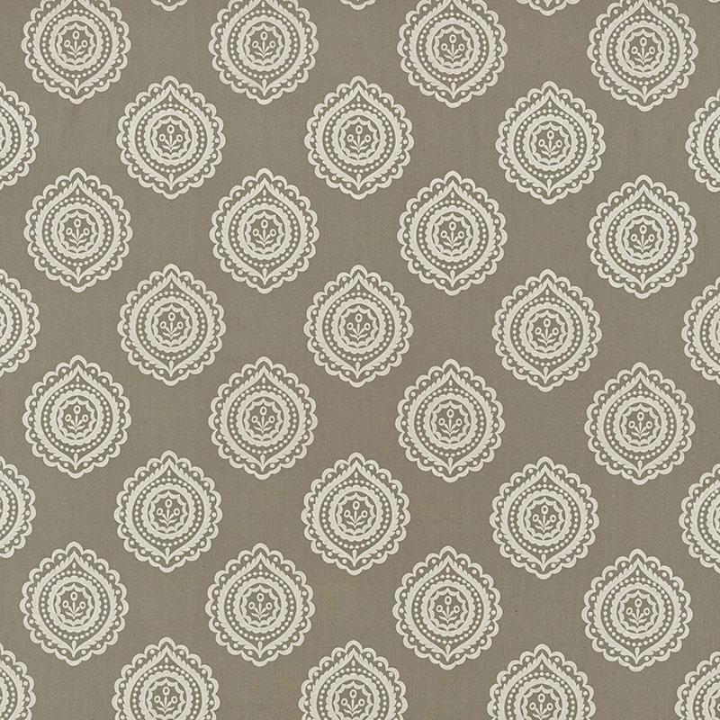 Schumacher Olana Linen Embroidery Stone Fabric
