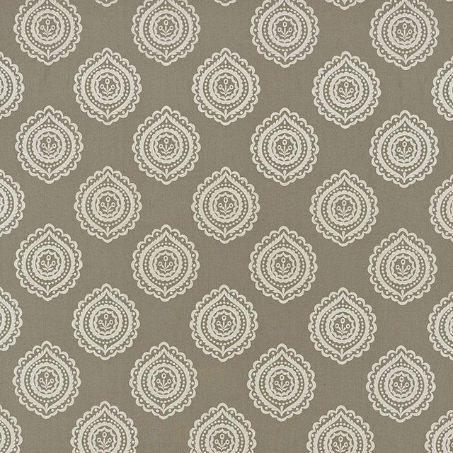 Schumacher Olana Linen Embroidery Stone Fabric