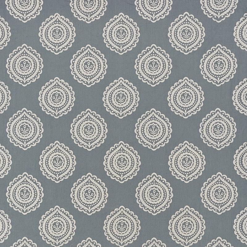 Schumacher Olana Linen Embroidery Slate Fabric