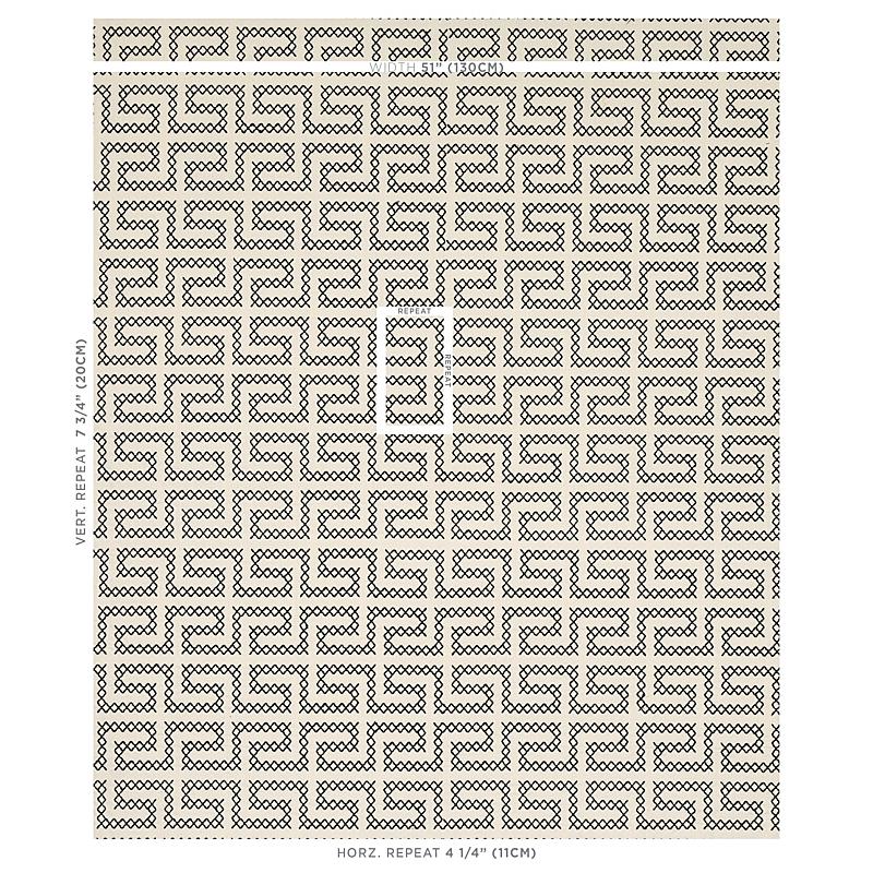 Schumacher A Maze Embroidery Black On Ivory Fabric