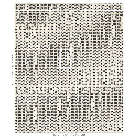 Schumacher A Maze Embroidery Black On Ivory Fabric