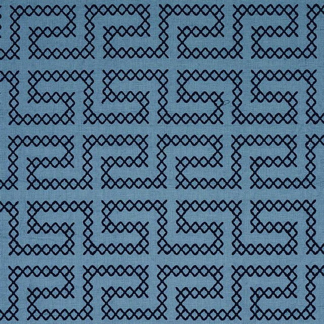 Schumacher A Maze Embroidery Cadet Fabric
