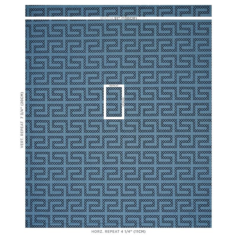 Schumacher A Maze Embroidery Cadet Fabric