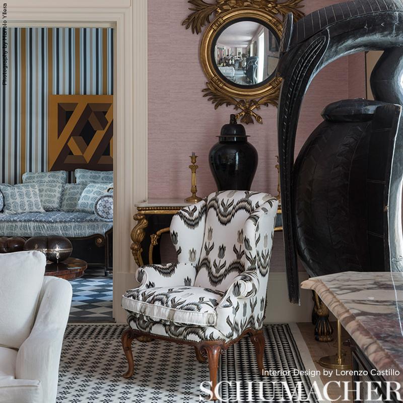 Schumacher Tulip Flamestitch Embroidery Quarry Fabric