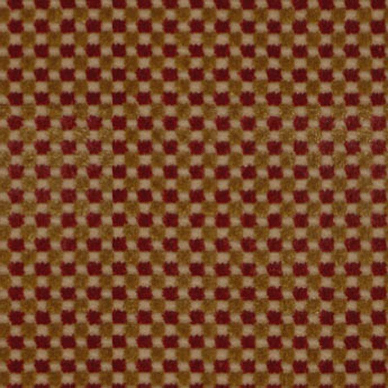 Schumacher Fenwick Check Velvet Red/Gold Fabric