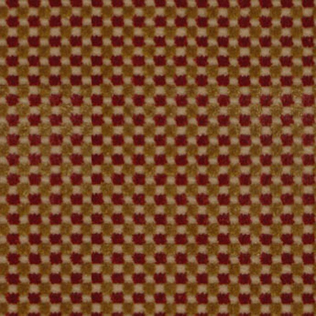 Schumacher Fenwick Check Velvet Red/Gold Fabric