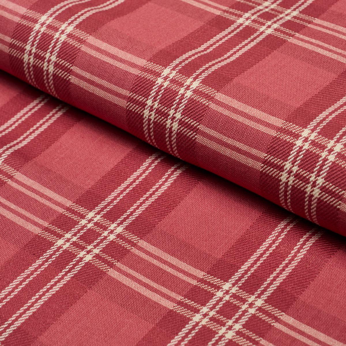 Schumacher Check Rustique Cranberry Fabric