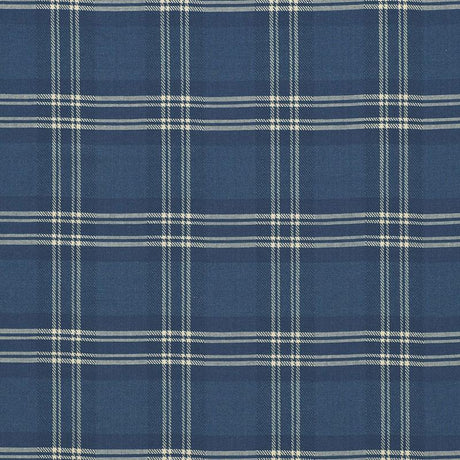 Schumacher Check Rustique Atlantic Blue Fabric