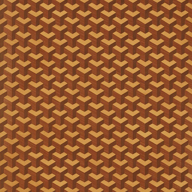 Schumacher Angolo Hand Painted Marquetry Maple Wallpaper