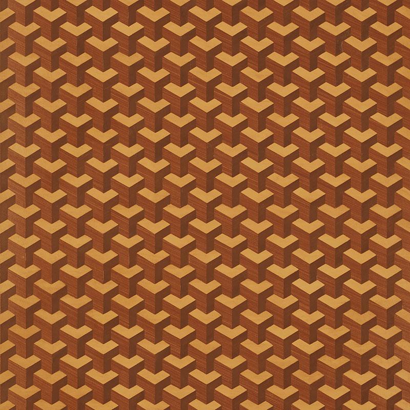 Schumacher Angolo Hand Painted Marquetry Maple Wallpaper