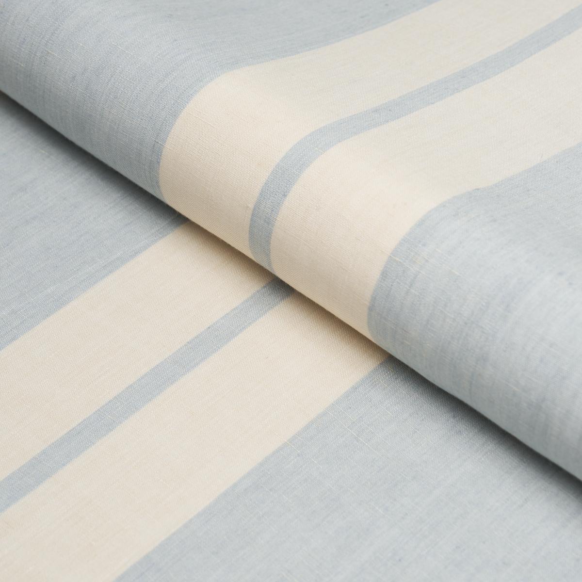 Schumacher Topsail Linen Stripe Sky Blue Fabric