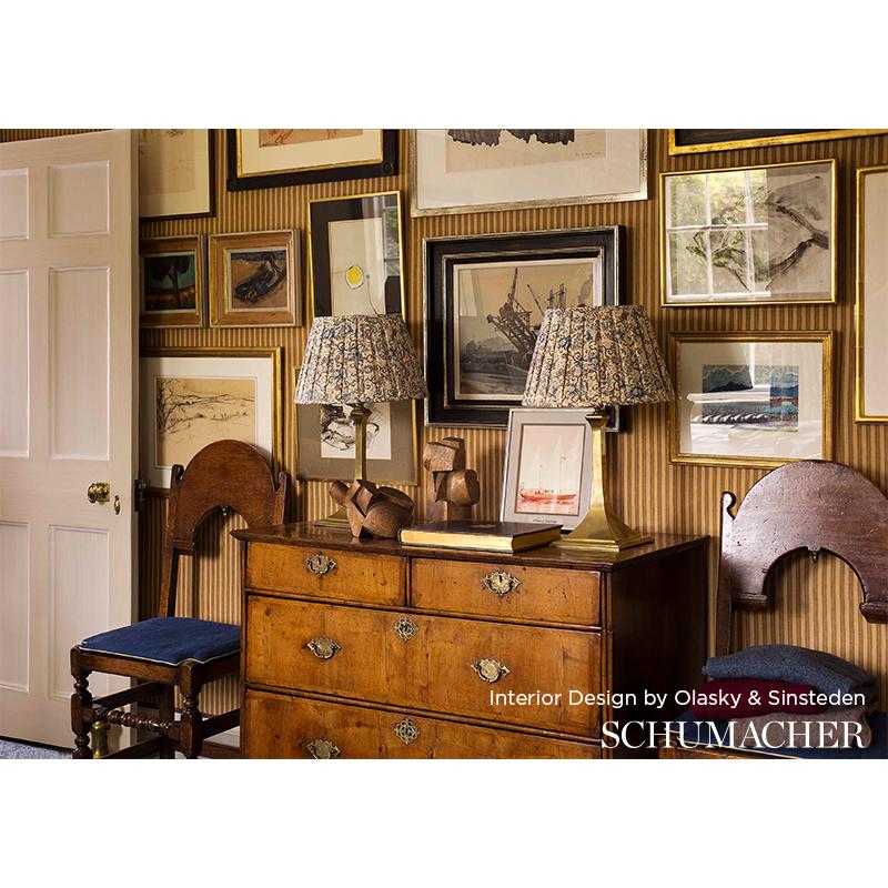 Schumacher Wainscott Linen Stripe Azure Fabric